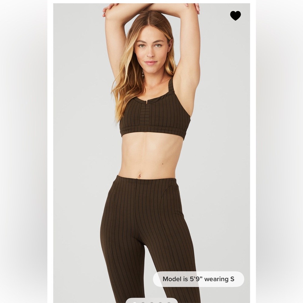 ALO Yoga Brown Ribbed Bra and Pant Set